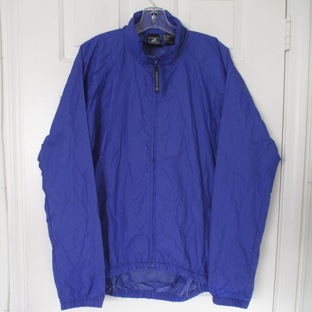 Performance Cycling Wear L/S Blue Nylon Foldable Full Zip Rain Slicker - Large